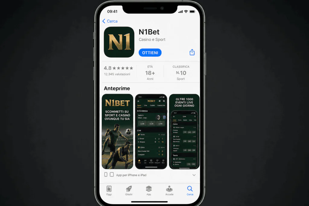 N1Bet application page layout in the official Apple App Store - n1bett-it.com