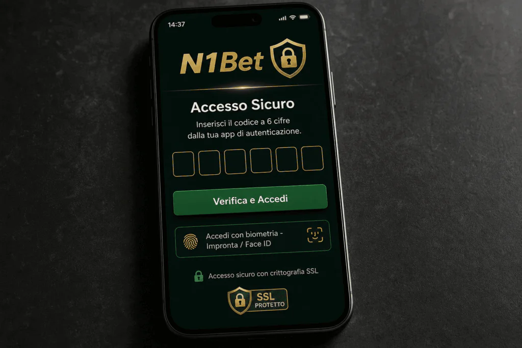 Autenticazione a due fattori e sicurezza SSL nell'app mobile N1Bet - n1bett-it.com